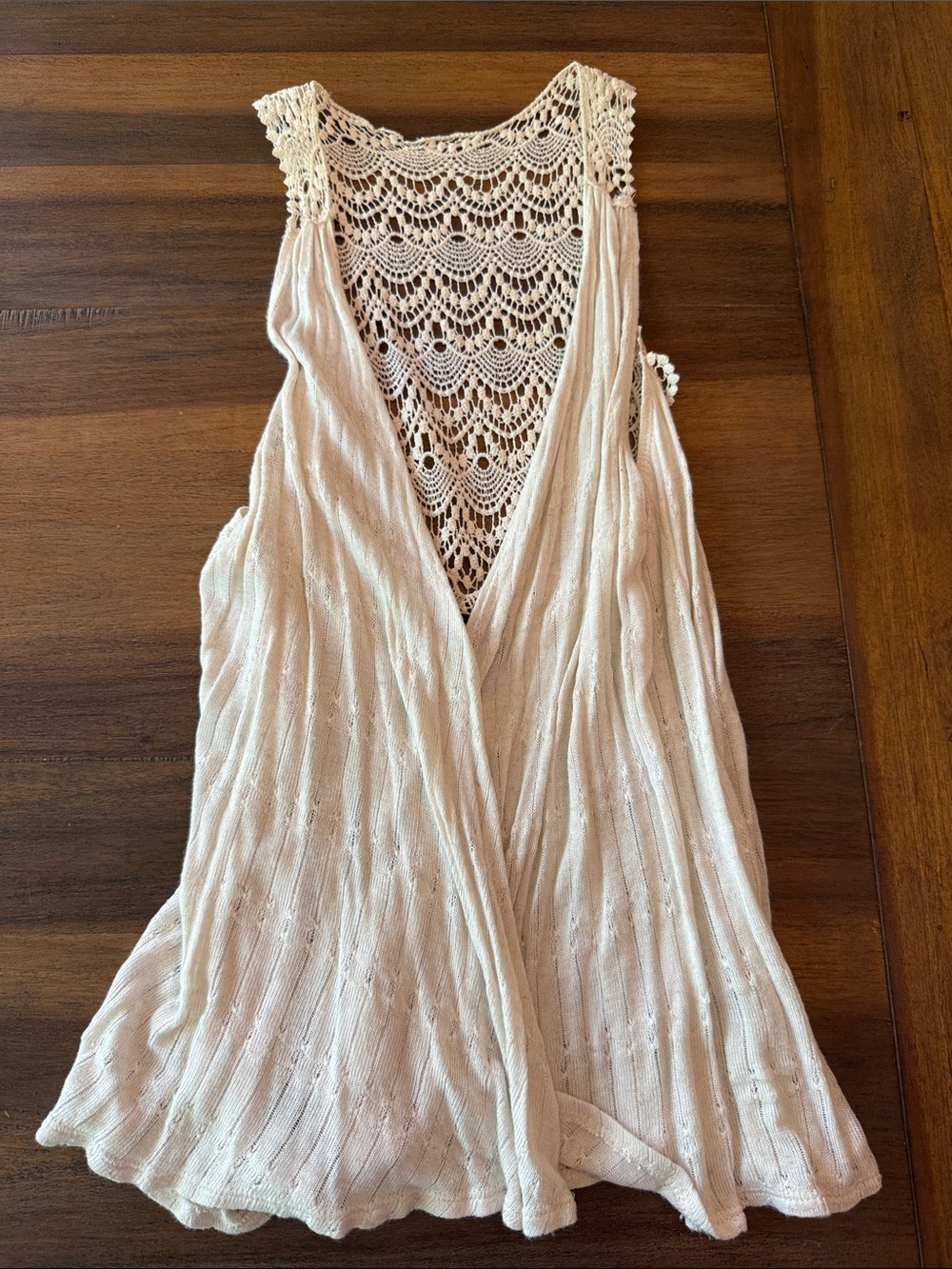 Rue21 Cream Crochet-Back Boho Vest Medium